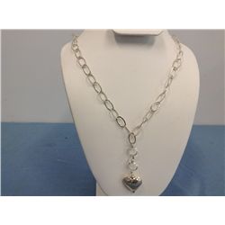 Sterling Silver Necklace With Hammered Sterling Heart Pendant