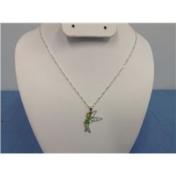 Disney 18k Gold Plated Necklace With Tinkerbell Pendant