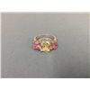 Image 2 : Sterling Silver Ring With Genuine Yellow and Pink Quartz (size 7)