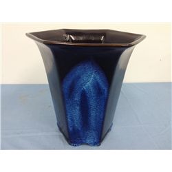 Heavy Hand Crafted Hexagon Pottery Vase (11.5" high)