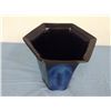 Image 3 : Heavy Hand Crafted Hexagon Pottery Vase (11.5" high)