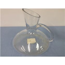 Blown Glass Pitcher With Applied Handle (7.5" high, 9" Bottom Diameter)