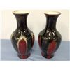 Image 1 : Pair of Heavy Hand Crafted Pottery Vases (10" high)