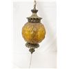 Image 1 : Retro Hanging Light With Amber Glass Shade