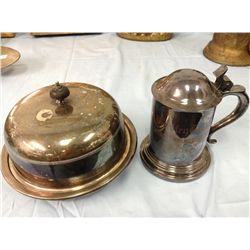 Antique Double Cover Silver Plate Dish and Tankard