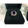 Image 2 : Designer Rhodium Plated Ring With Blue and Clear Swarovski Crystals (size 5.75)