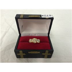 Designer Gold Plated Trinity Ring With Clear Swarovski Crystals (size 8)