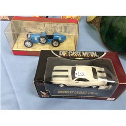 2 Die Cast Metal Cars (1/43 scale) Camaro Z28 and Bugatti Type 35