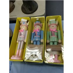 3 Hand Crafted Wood Nut Crackers (13" high)