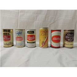 LOT 6 VINTAGE ASSORTED BEER CANS