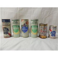 LOT 6 VINTAGE ASSORTED BEER CANS