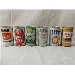 LOT 6 VINTAGE ASSORTED BEER CANS