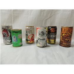 LOT 6 VINTAGE ASSORTED BEER CANS