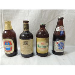 LOT 4 VINTAGE ASSORTED BEER BOTTLES