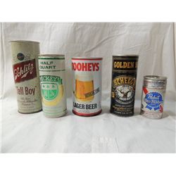 LOT 5 VINTAGE ASSORTED BEER CANS