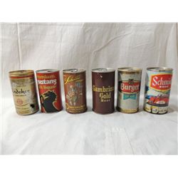 LOT 6 VINTAGE ASSORTED BEER CANS