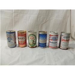 LOT 6 VINTAGE ASSORTED BEER CANS