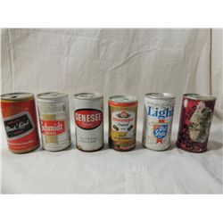 LOT 6 VINTAGE ASSORTED BEER CANS