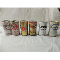 LOT 6 VINTAGE ASSORTED BEER CANS