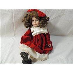 PORCELAIN DOLL IN RED VELVET DRESS PORCELAIN DOLL IN RED VELVET DRESS