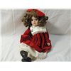 Image 1 : PORCELAIN DOLL IN RED VELVET DRESS