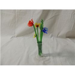 GLASS FLOWER SET WITH VASE