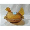 Image 1 : AMBER GLASS CHICKEN NESTING HEN DISH