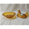 Image 3 : AMBER GLASS CHICKEN NESTING HEN DISH
