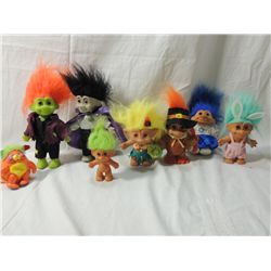 LOT 8 VINTAGE TROLL DOLLS