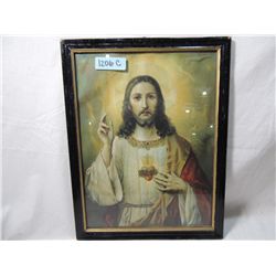 LITHOGRAPH JESUS FRAMED