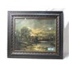 Image 1 : DARK WATERCOLOR PRINT CABIN BY WATER FRAMED