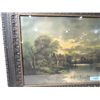 Image 2 : DARK WATERCOLOR PRINT CABIN BY WATER FRAMED
