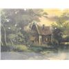 Image 4 : DARK WATERCOLOR PRINT CABIN BY WATER FRAMED