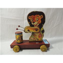 VINTAGE 1952 LEO THE DRUMMER LION PULL TOY