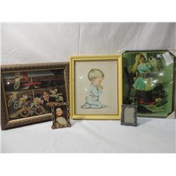 LOT 5 ASSORTED FRAMES & VINTAGE PICTURES