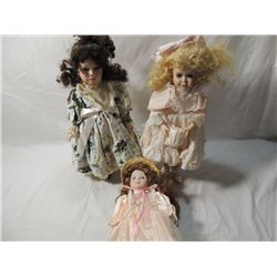 LOT 3 PORCELAIN DOLLS