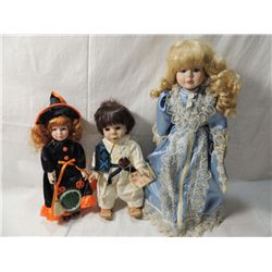 LOT 3 ASSORTED PORCELAIN DOLLS