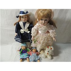 LOT 4 ASSORTED PORCELAIN DOLLS