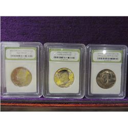 LOT 3 KENNEDY HALF DOLLAR GRADED