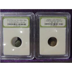 LOT 2 ANCIENT RARE CONSTANTINE & TEMPLE COIN GRADE