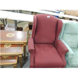 MAROON WING BACK RECLINGING CHAIR