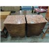 Image 2 : PAIR WOODEN END TABLES WITH MARBLE TOPS