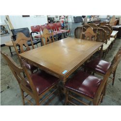 VINTAGE DINNING TABLE & 6 CHAIRS.