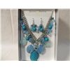 Image 2 : JACLYN SMITH BLUE & TEAL BEADED NECKLACE & EARRING