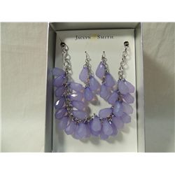 JACKLYN SMITH PURPLE BEADED NECKLACE & EARRINGS