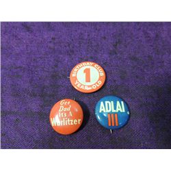 LOT 3 VINTAGE 1950s PINS BUTTONS