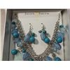 Image 2 : JACLYN SMITH BLUE TEAL BEADED NECKLACE & EARRINGS