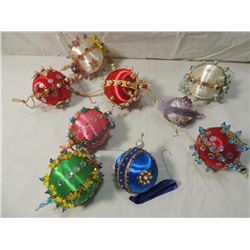 LOT 9 VINTAGE BEADED ORNAMENTS
