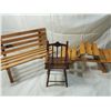 Image 1 : LOT 3 DOLL ACCESSORIES CHAIR, BENCH, PICNIC TABLE