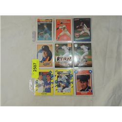 LOT 9 NOLAN RYAN BASEBALL CARDS